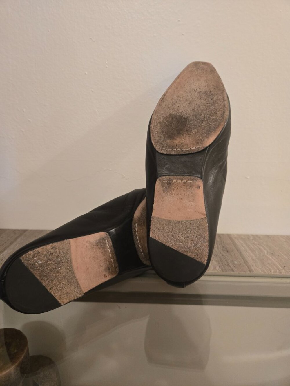 Veronica Beard Black Leather Pointed Loafers with Gold Horsebit - Picture 8 of 9
